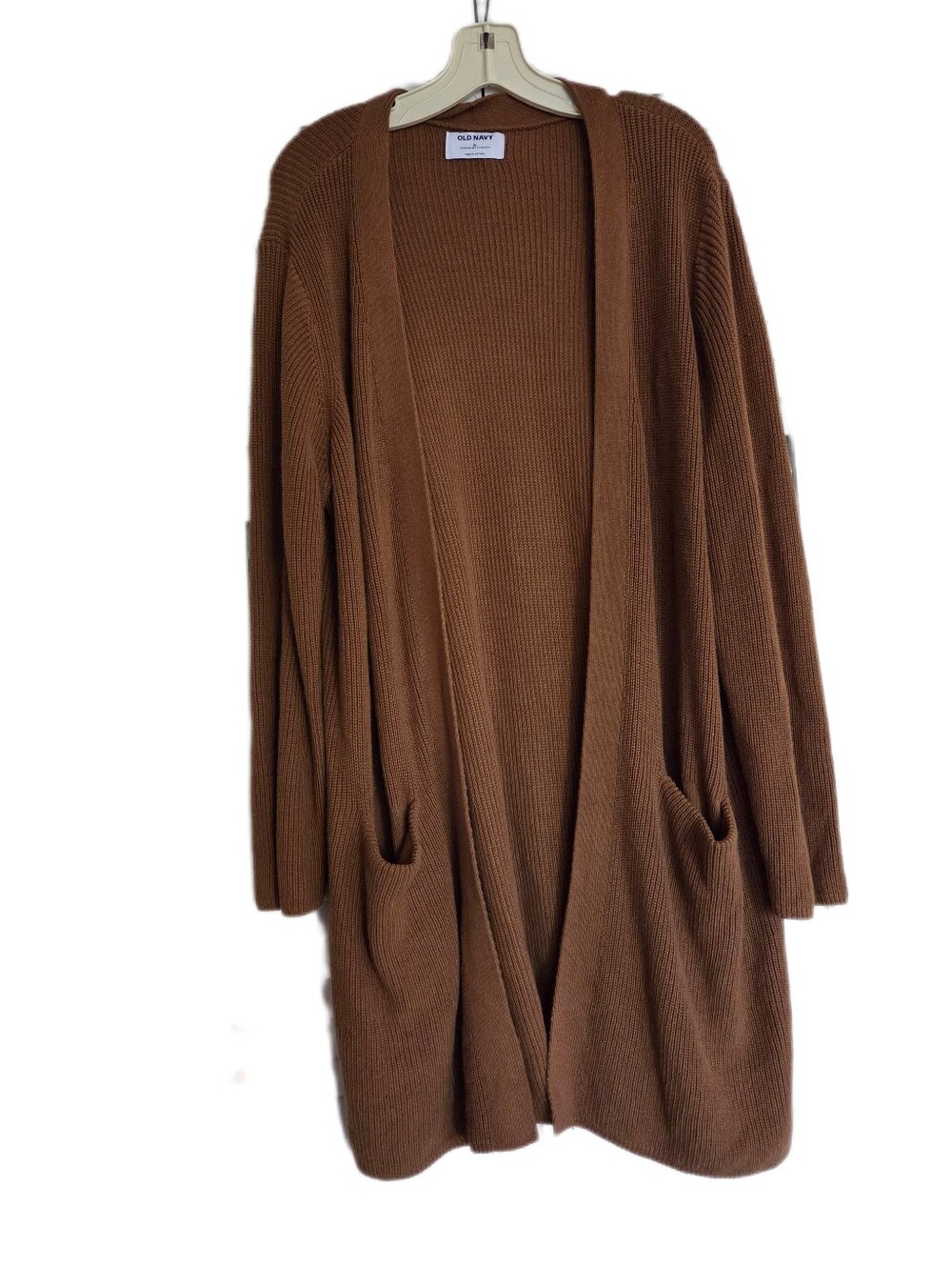 Old Navy Long Open Brown Cardigan Sweater Fall Granola Size XL